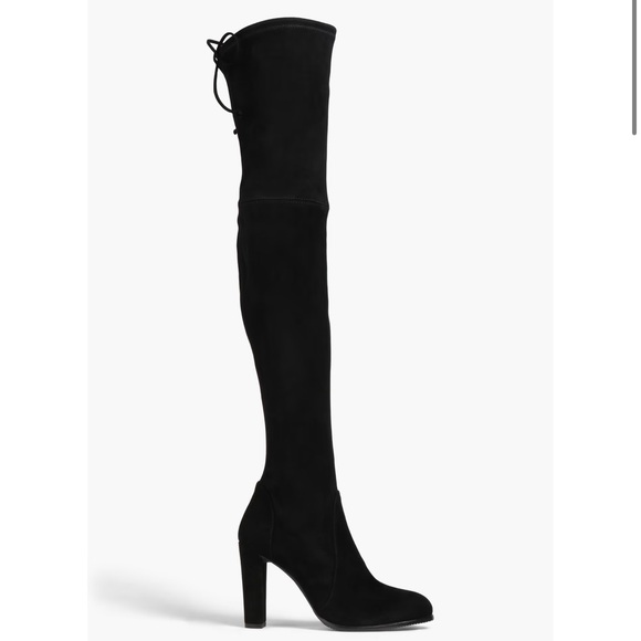 Stuart Weitzman Black Suede Tieland Over-the-Knee Boots - Picture 1 of 4